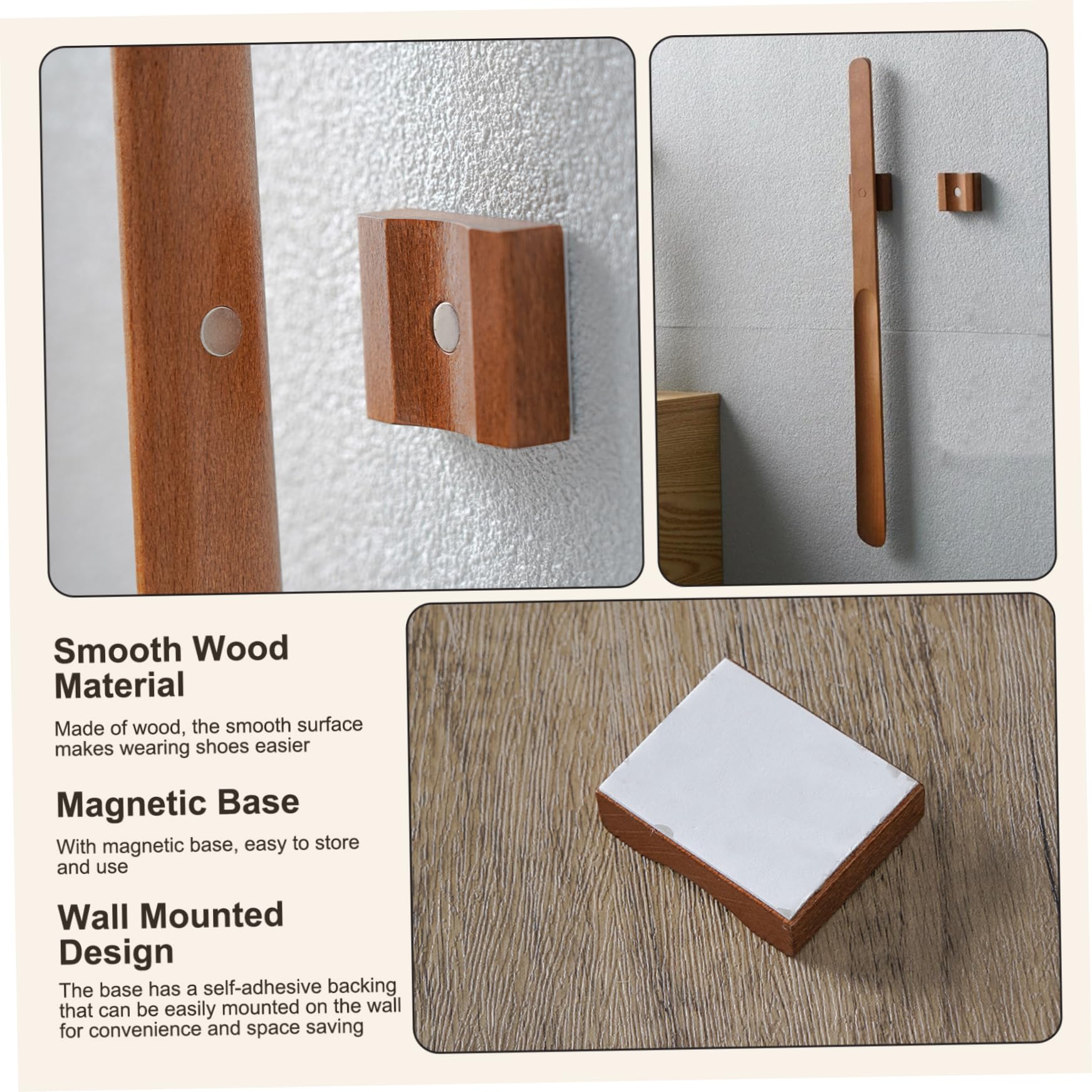 Calzascarpe con Manico Lungo, Calzascarpe Lungo in Legno da 21, 7 Pollici, Aiutante Magnetico, Montaggio a Parete per Anziani Donne Incinte Anziane, con Manico