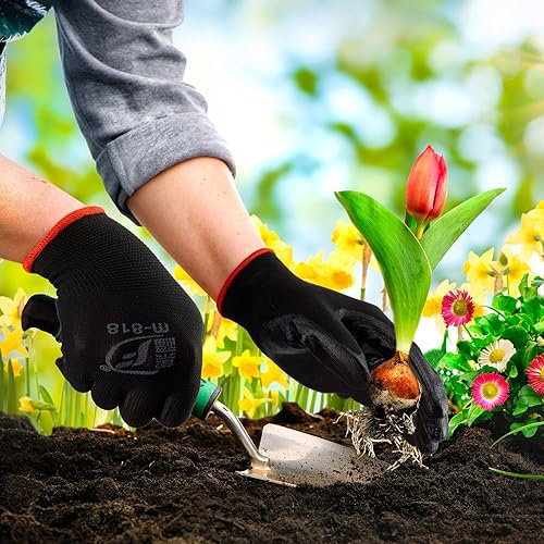 Miniatura 5 de 90 pares de guantes de jardinería para hombres y mujeres, guantes de jardín con revestimiento de goma transpirable para mejoras del hogar, guantes