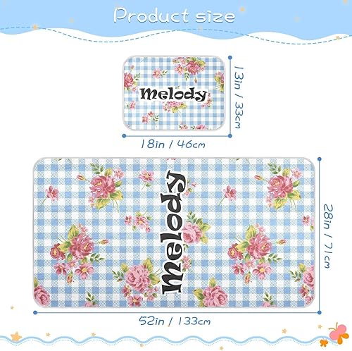 Miniatura 4 de Protector de colchón personalizado de rosas y flores a cuadros para cuna, para niños y niñas, tapete de seda de hielo, colchón, colchón refrescante