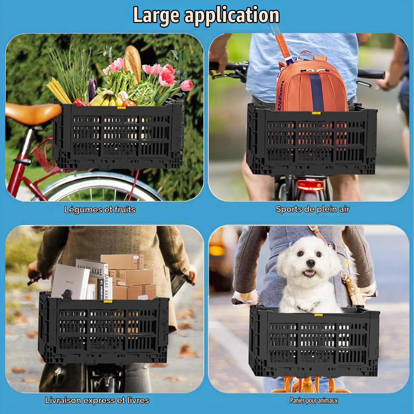 Panier à Vélo Montagne,Panier à Vélos Suspendu,Panier de vélo Monté à l'arrière avec Un Sac à Main,détachable, Polyvalent, Facile à Installer pour Vélos,Vélos Pliants
