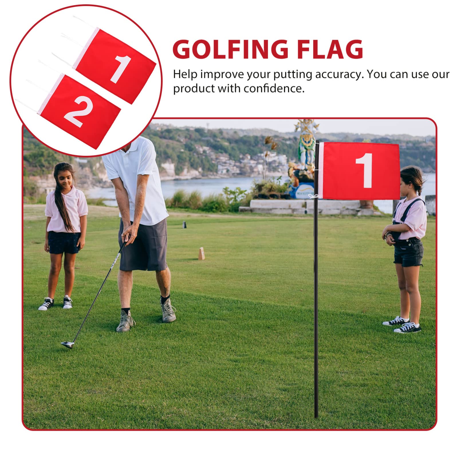 Veemoon Golf Flags 2 Pack Training Flag Colorful Number Design Weatherproof Polyester for Practicing and Course Supplies