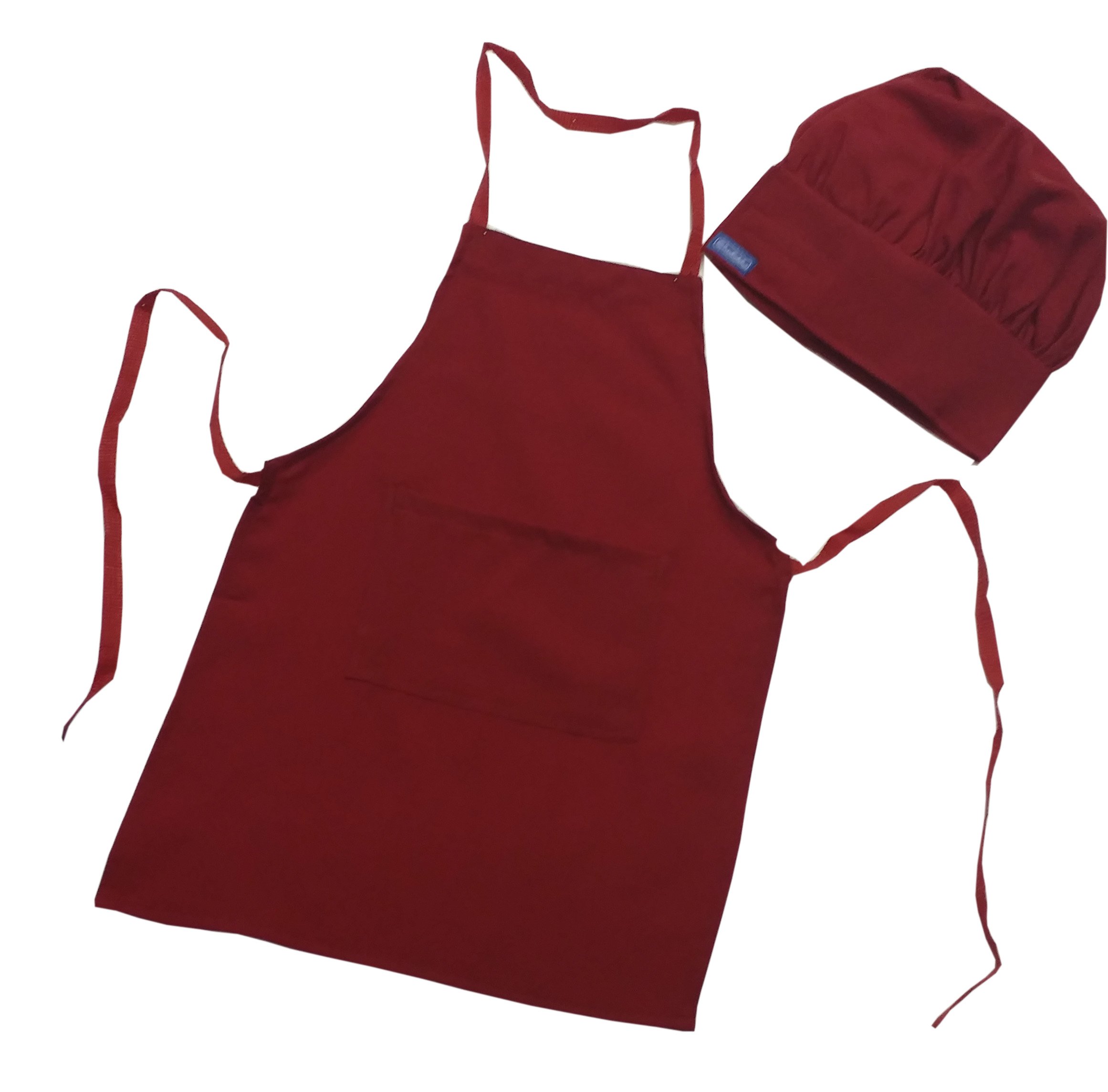 CHEFSKIN Small Children Kids Tomato Red Chef Set Apron & Adjustable Hat Quality Lite