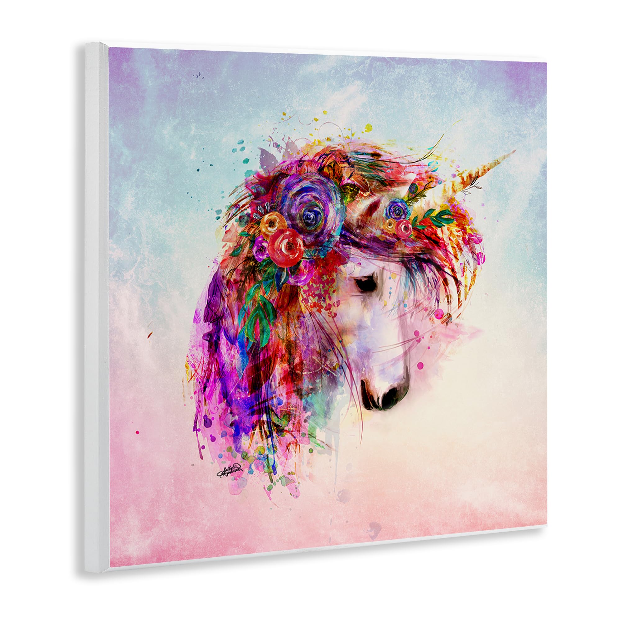 Amazon.com: Stupell Industries Abstract Unicorn with Florals Wall