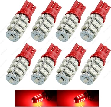 T10 25-SMD RV Car Backup Reverse LED Light Bulb 921 912 906 168 192 8 pieces Red