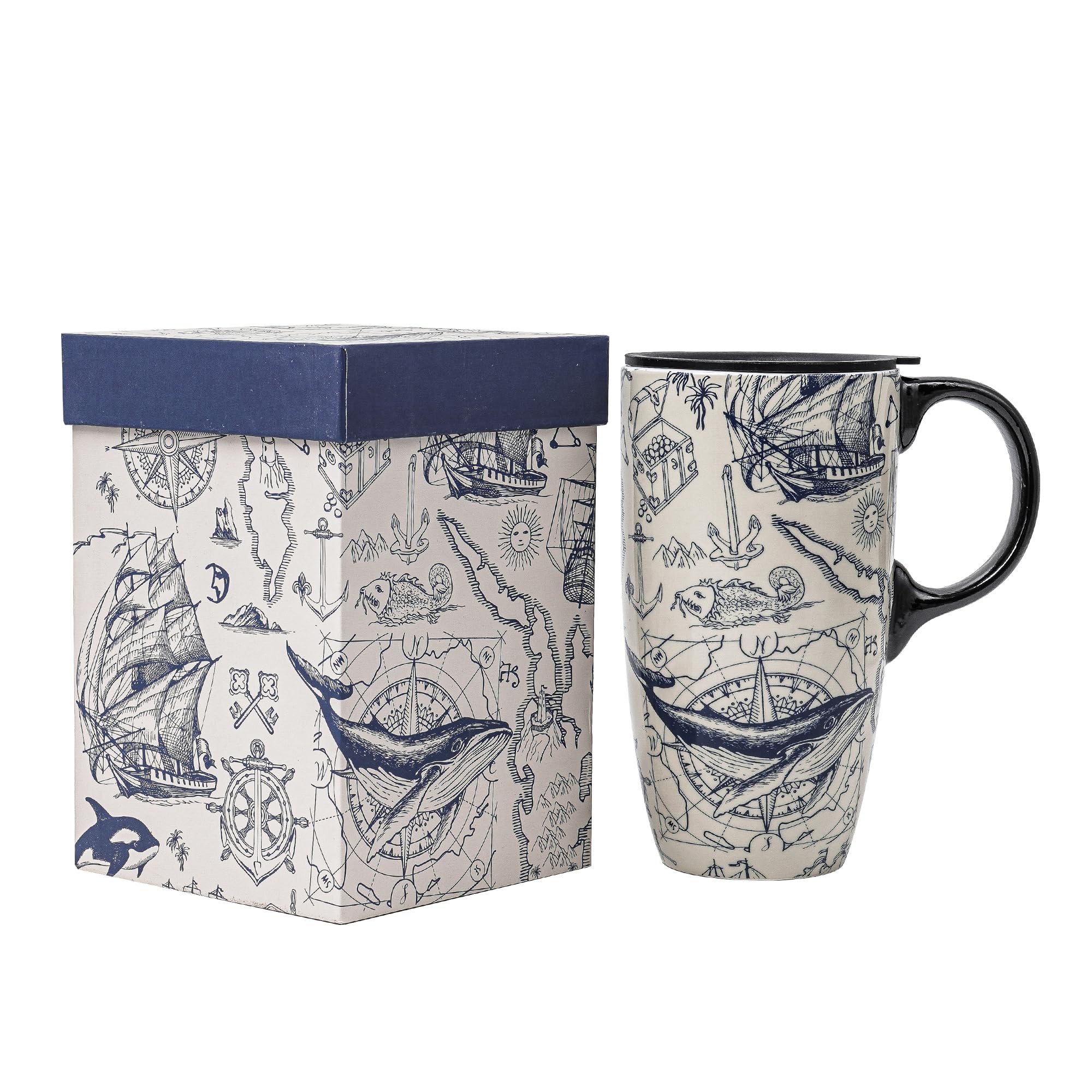 DUSVALLY Ceramic Coffee Cup Coffee Mug for Office and Home, Unique Painted with mug, Flower Mug,17oz.Large Cups