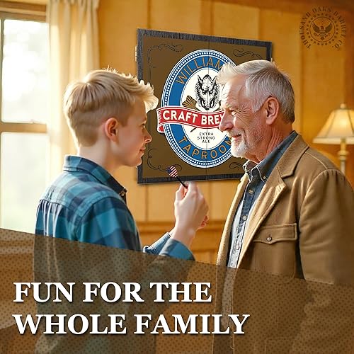 Miniatura 4 de THOUSAND OAKS BARREL CO.  Juego de diana y gabinete personalizado 'Vineyard' con 6 dardos de punta de acero (Craft Brewery Taproom)