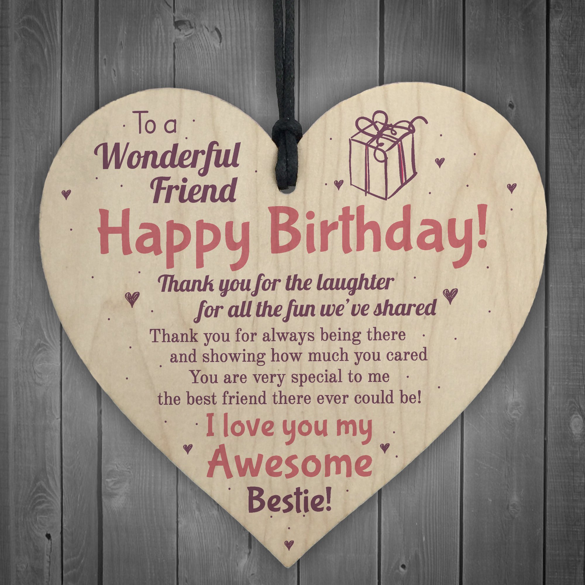 Red Ocean Friendship Sign Best Friend Plaque Happy Birthday Wooden Heart Mum Colleague Thank You Gift
