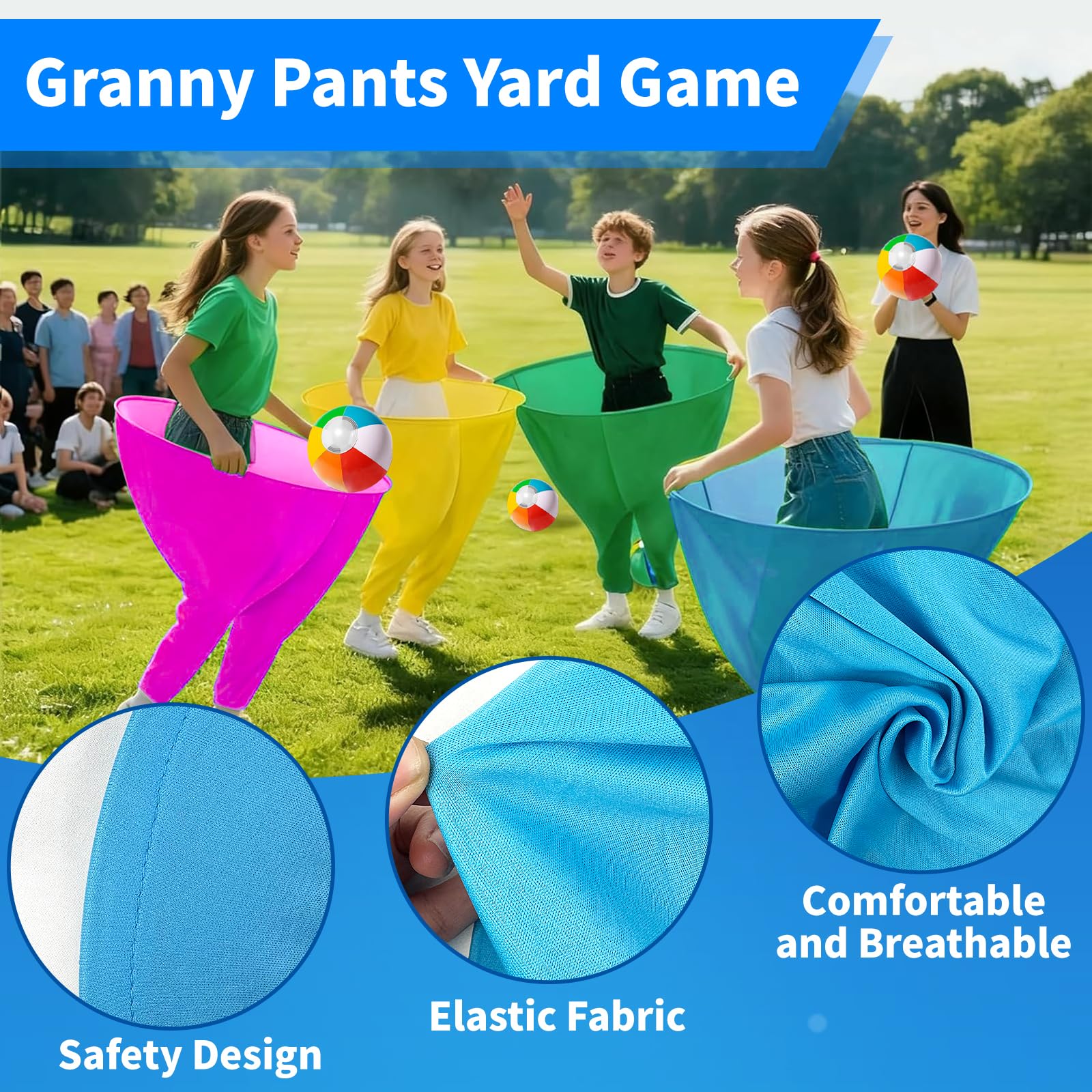 KEAGAN Granny Pants - Gioco da giardino, con 4 pantaloni e 20 palline rimbalzanti, pantaloni per nonna, gioco all'aperto divertente riunione di famiglia e giochi da cortile per adulti per gruppi