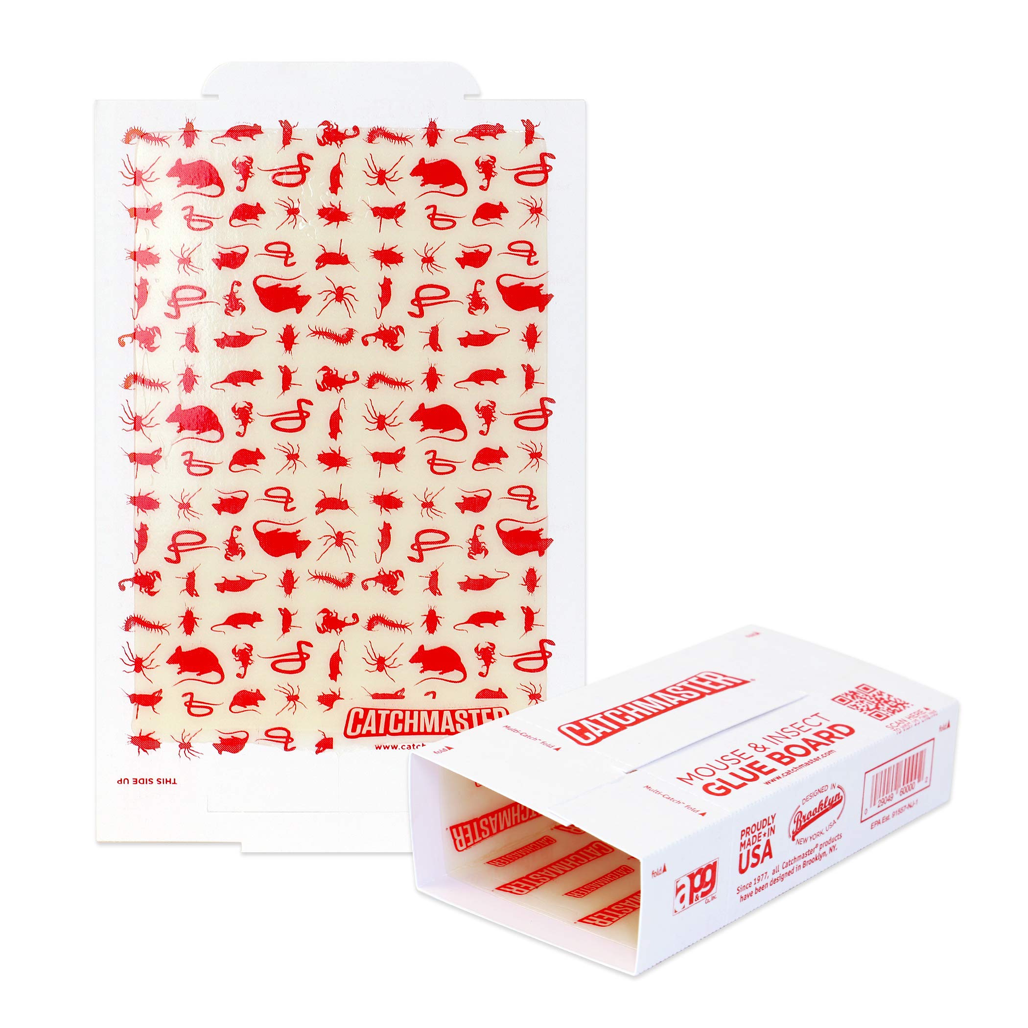 Catchmaster Mouse & Insect Glue Boards 12-Pk, Mouse Traps Indoor for Home, Bulk Glue Traps for Mice and Rats, Adhesive Boards for Inside House, Snake, Lizard, & Spider Trap, Pest Control for Home