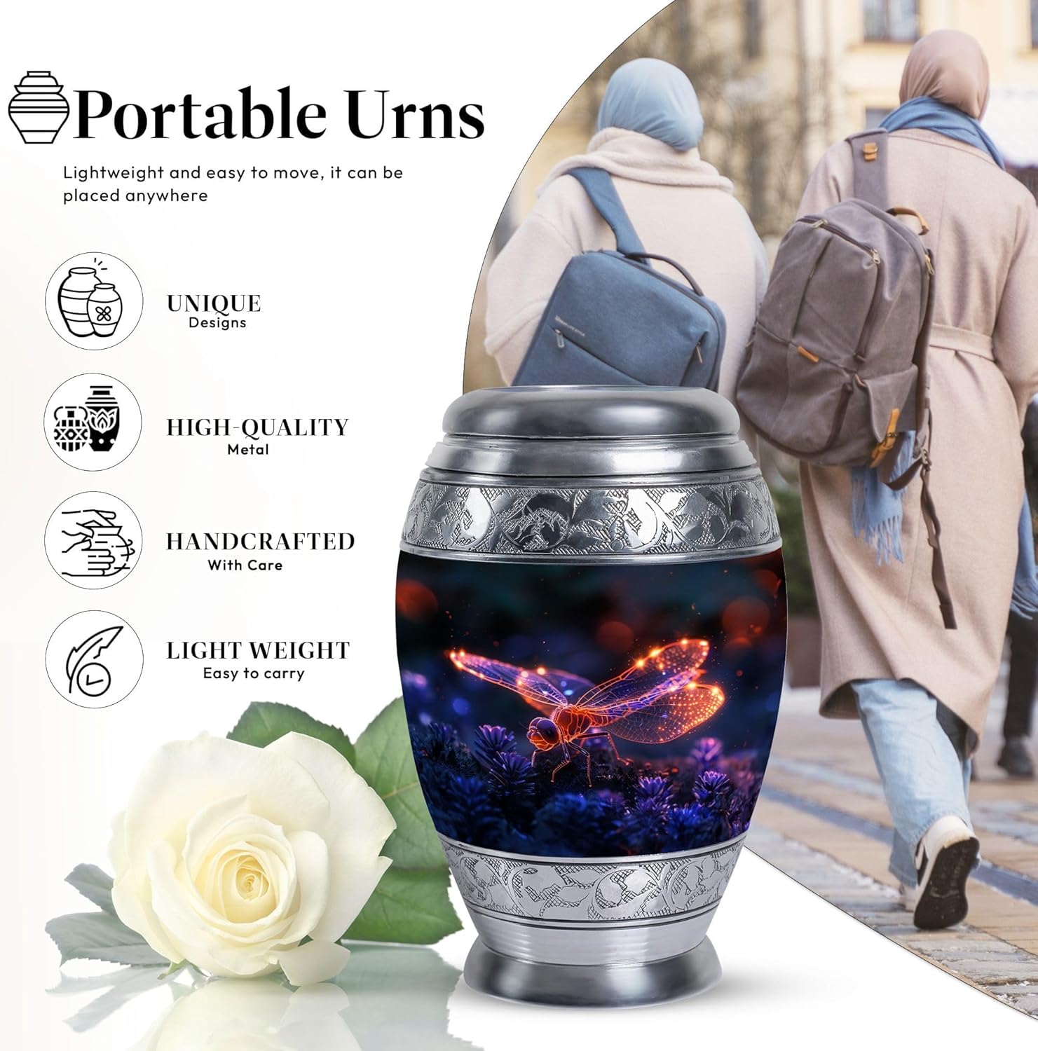 Dragonfly Small Urns for Male Father - Funeral Dad Urn for Human Ashes Adult Man - Mom Cremation Urn for Ashes Women Adult Male - Human Urns Keepsake 3 Inch