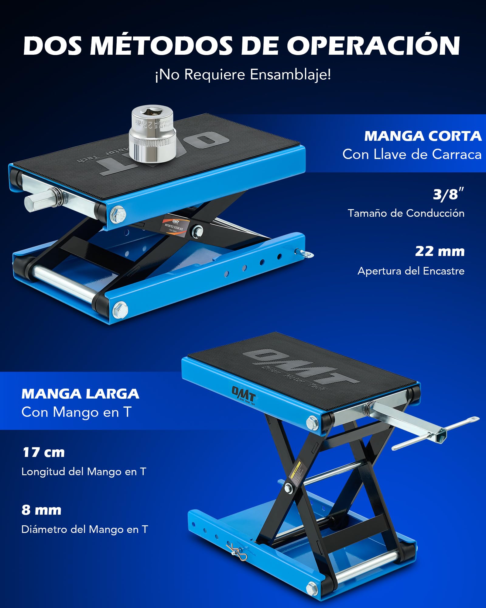 Orion Motor Tech Plataforma elevadora para Motocicletas Carga 500kg Plataforma Elevadora de Tijera de Motos Elevación 95 x 35 mm Gato de Tijera para Moto con Plataforma 23 x 37 cm