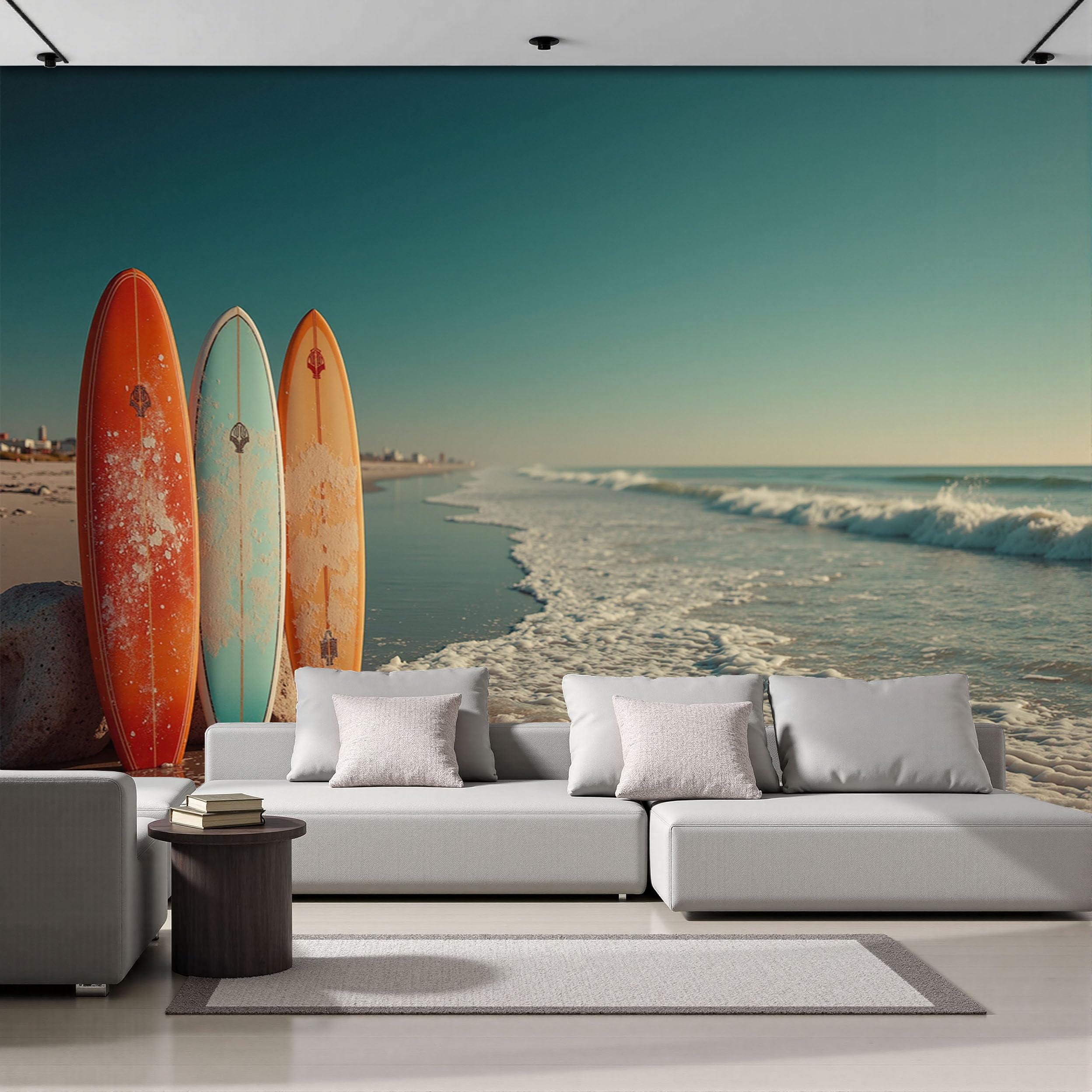 Vue sur la mer 3D poster panoramique en soie de qualité salon