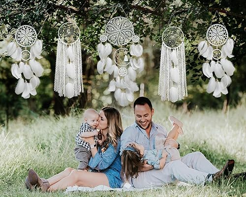 Miniatura 6 de Atrapasueños - Decoración de pared bohemia con plumas de luna y sol, hecha a mano, tradicional, atrapasueños, decoración colgante de pared para