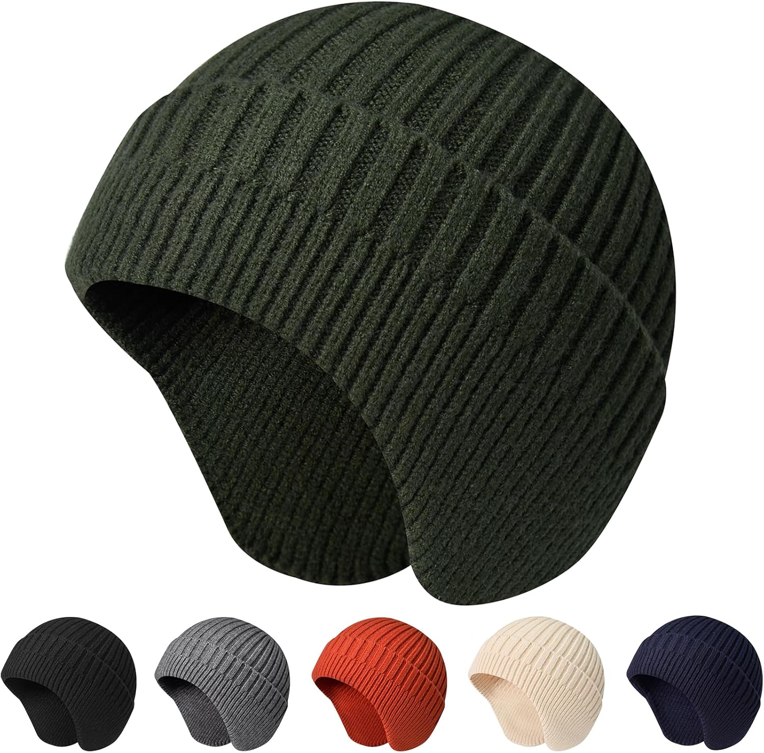 Beanie Hat with Earflap for Men Women, Soft Warm Knit Skull Caps Unisex Fashion Outdoor Winter Hats