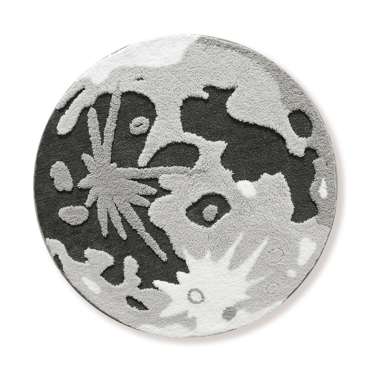 3.3' x 3.3' Round Shape Carpet Cute Floor Mat, Microfiber Mat Soft Shaggy Non Slip Area Rug for Living Room, Bedroom and Kids Play Room, Moon