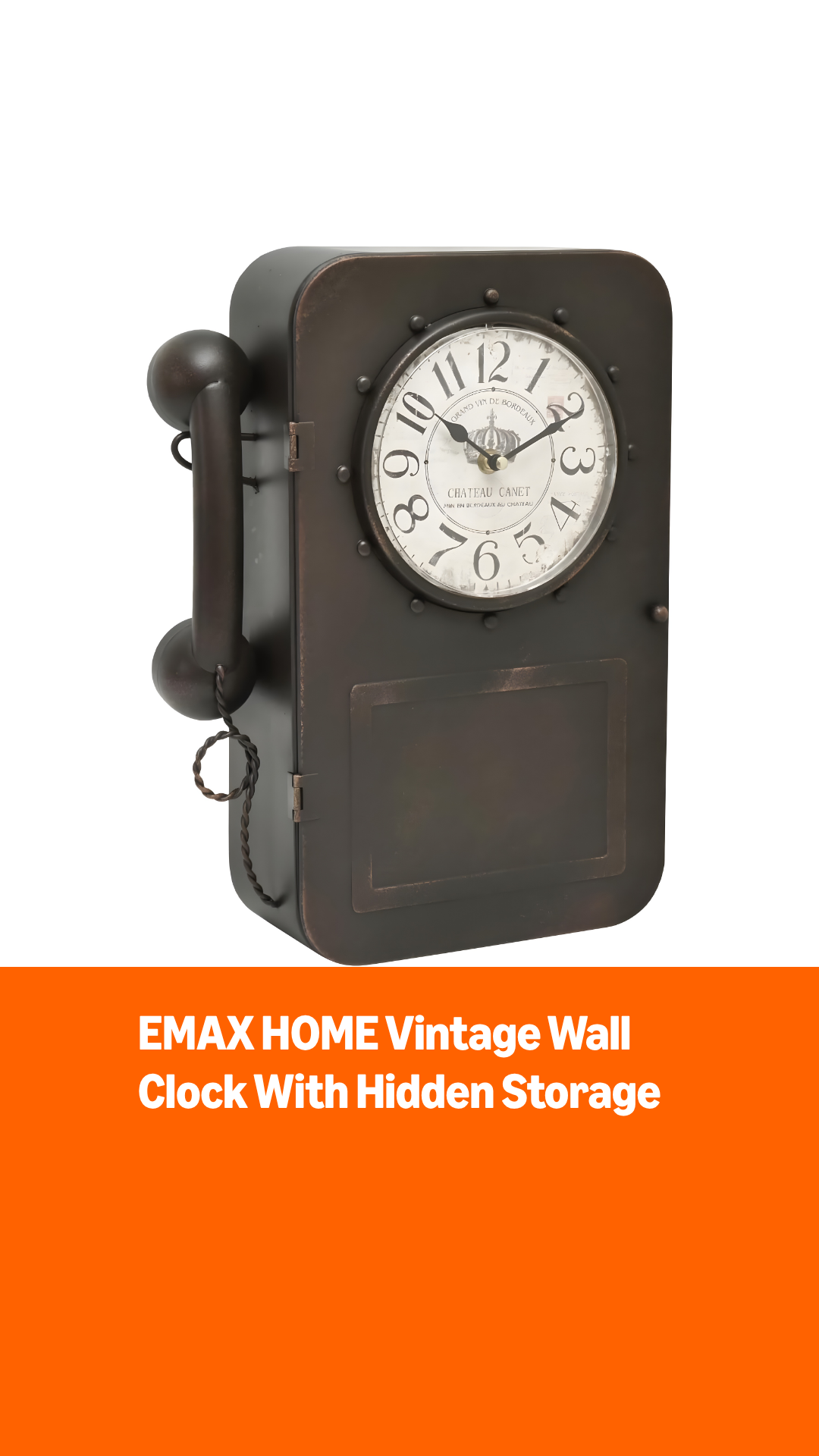 Reloj de Pared Vintage Teléfono con Almacenaje Oculto 15.2" miniatura 7