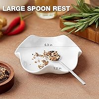 Vista 3 de Soporte de cuchara de cerámica, patrón blanco y negro de 5.3 pulgadas, resistente al calor, soporte para cuchara de cocina para encimera de cocina