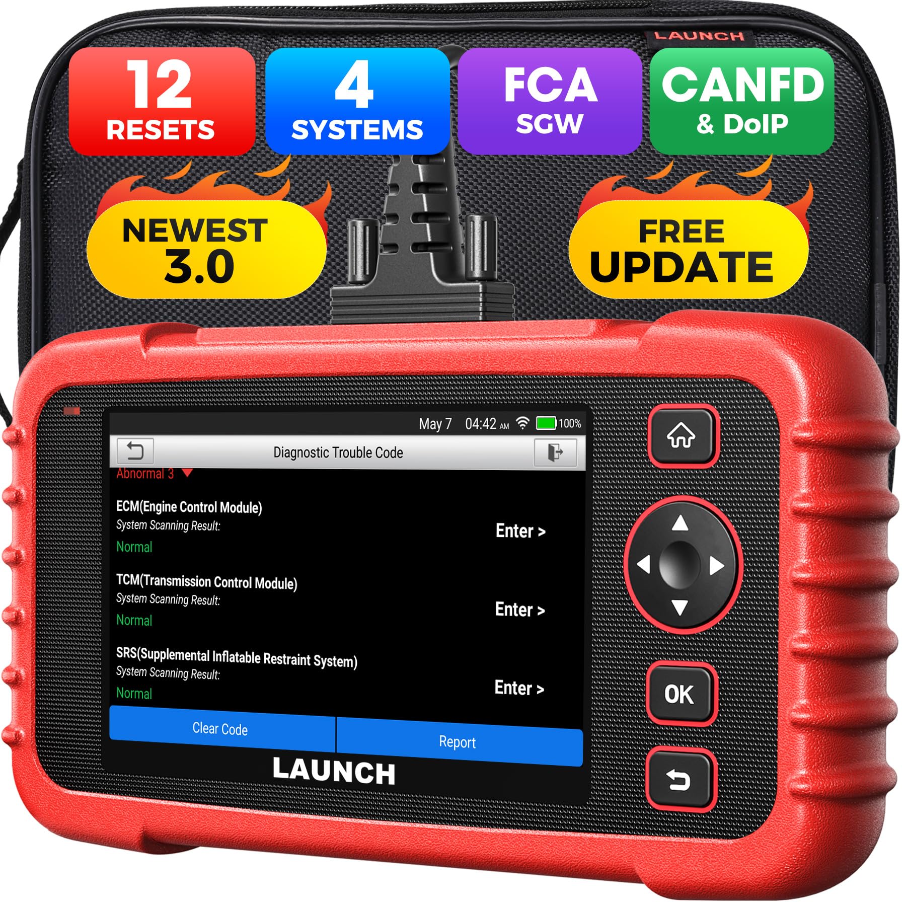 Obd2 Scanner Crp129X - 2021 Newest Scan Tool For Eng/Abs/Srs/Transmission Code Reader, Oil/Epb/Sas/Tpms Reset Throttle Matching Diagnostic Android 7.0 Autovin Wifi Lifetime Free Update