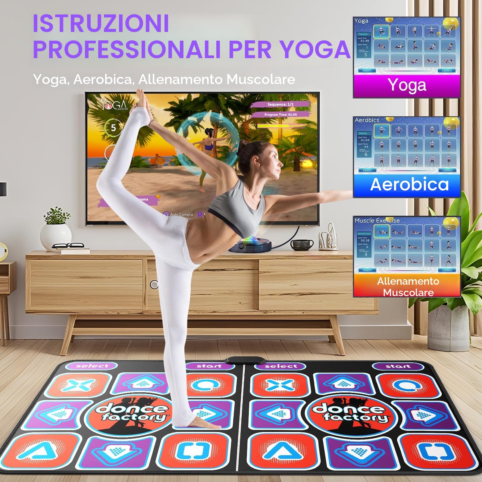 Tappetino da ballo per bambini e adulti, tappetino da ballo interattivo per TV con fotocamera, modelli migliorati, doppio tappeto da ballo musicale resistente e antiscivolo, 166 x 93 cm