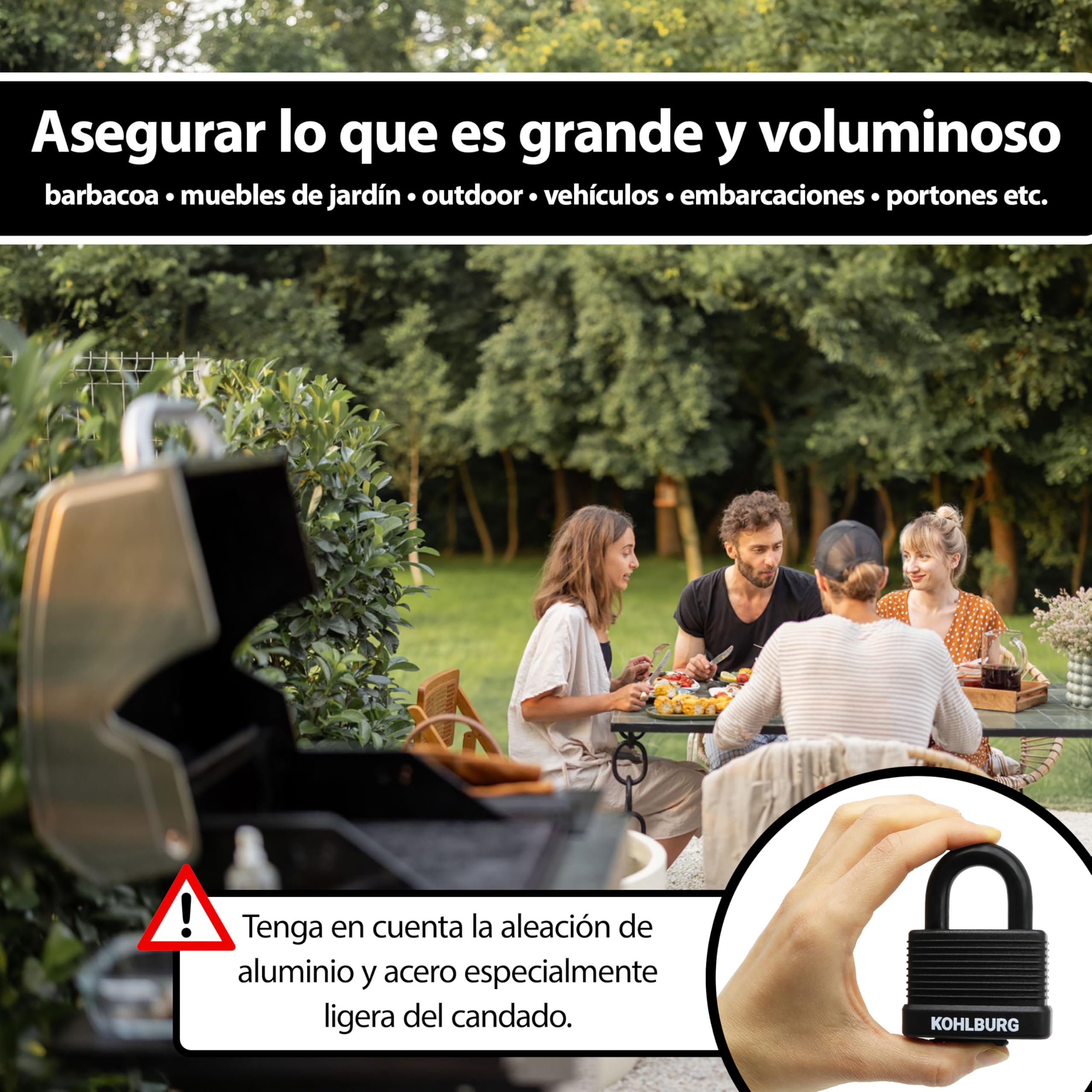 KOHLBURG Candado de cable antirrobo de 10 m, de acero, con 3 llaves – de cierre rápido, 1000 cm con bucle para bicicleta, candado patinete electrico, remolque, cochecito, muebles de jardín y barcos