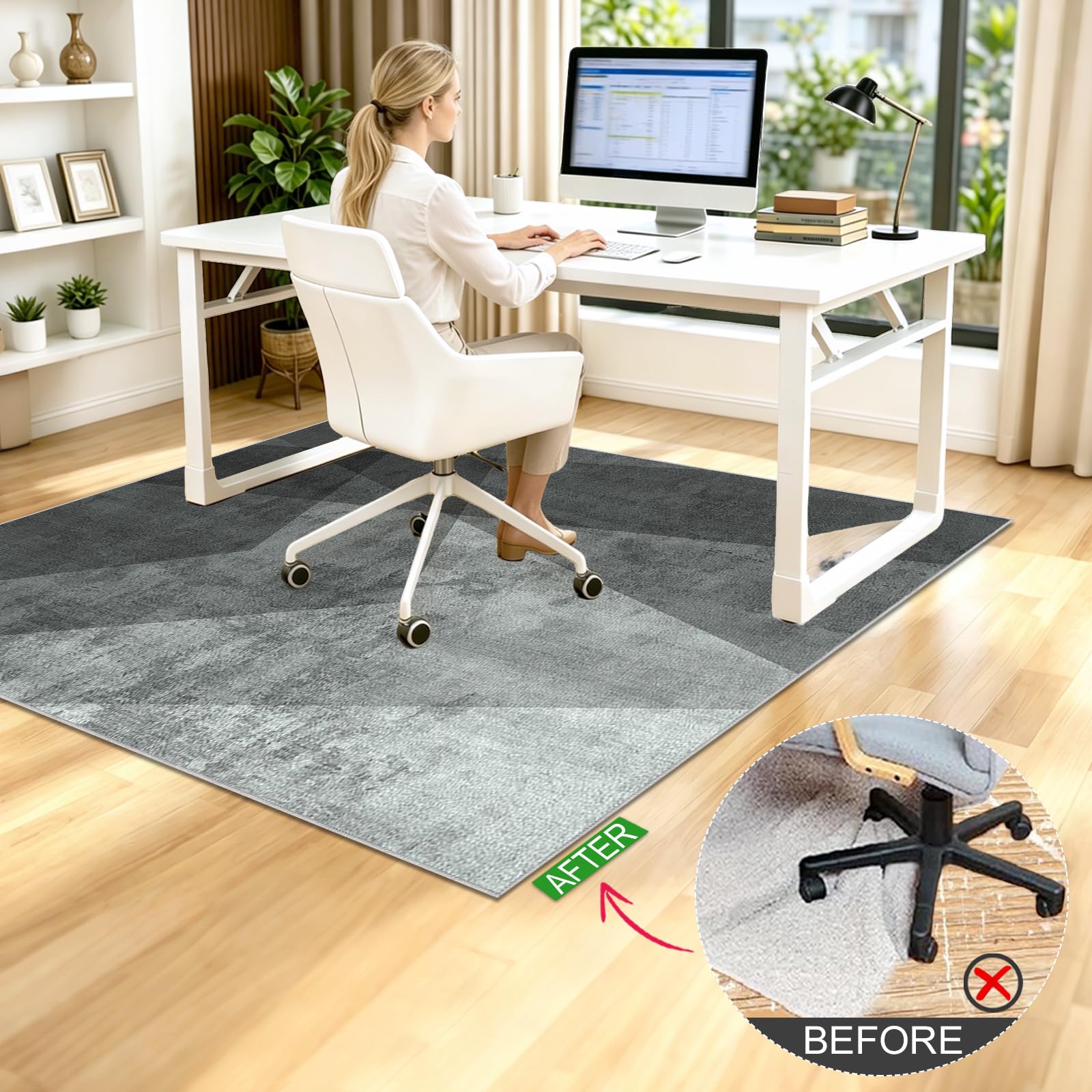 Protector Suelo Silla Ruedas Alfombra Silla Escritorio Antideslizante Alfombra Silla Gaming Alfombra Protectora Suelo para Silla de Oficina Lavable para Suelo Duro Baldosas 110x140cm
