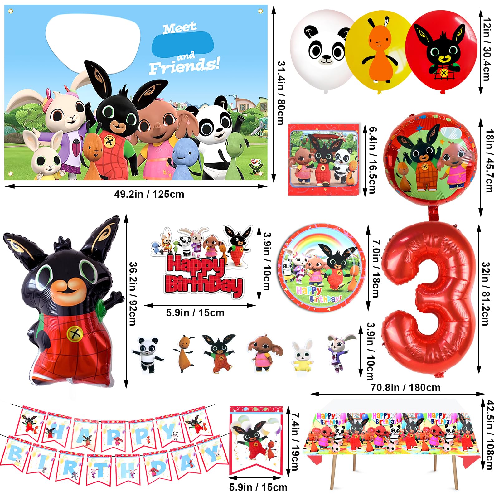 Bing Compleanno 3 Anno, Festa Tema Bunny 3, Palloncini Compleanno Bing 3 Anno, Stoviglie Per Festa Bunny, B ing Sfondo Com Pleanno, Kit Piatti Tovaglioli Com Pleanno B ing