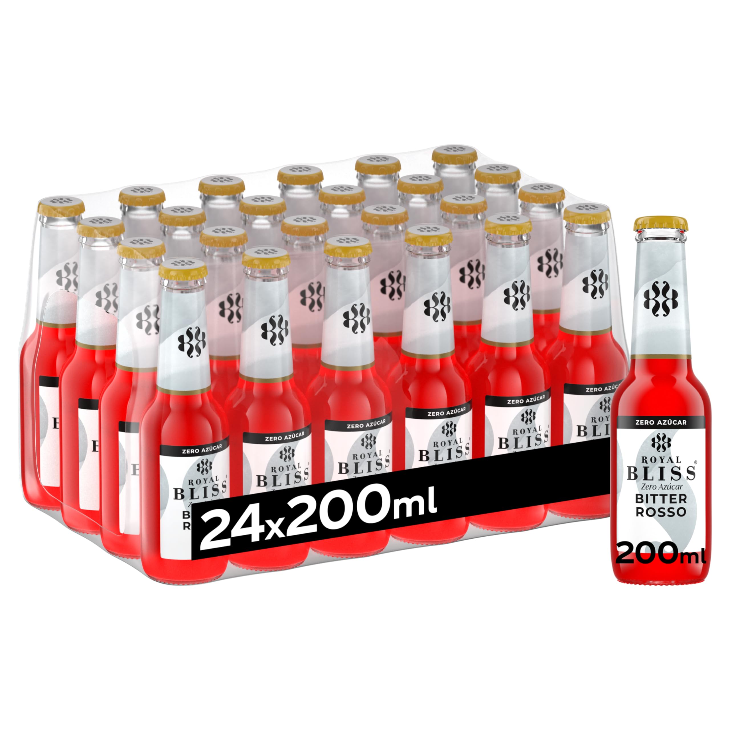 Royal Bliss Bitter Rosso, parfumé et rafraîchissant - Lot de 24 bouteilles en verre 200 ml