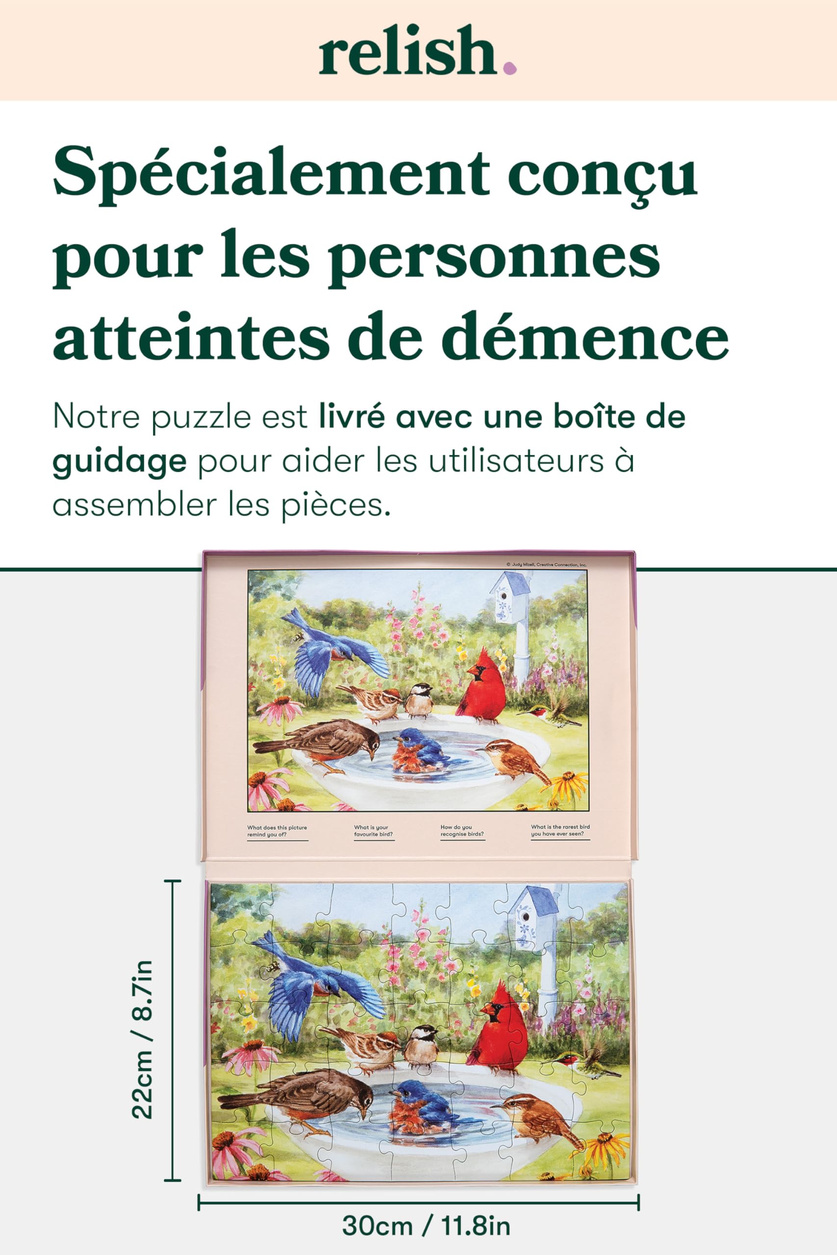 Relish ‘Bathing Birds’ Puzzle 35 Pièces : Activités Adaptées aux Seniors Atteints de Démence ou d’Alzheimer