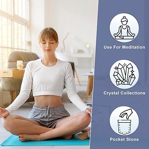 Miniatura 6 de Crocon Juego de piedras de hojaldre con forma de corazón índigo de 1.969 in, 450 quilates, bolsillo de cristal curativo, colección de piedras de