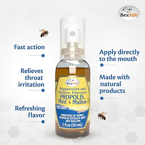 Miniatura 10 de Beelife Spray de propóleo para aliviar el dolor de garganta, espray de propóleos, apoyo inmunológico natural, ayuda a calmar la tos y la sequedad y