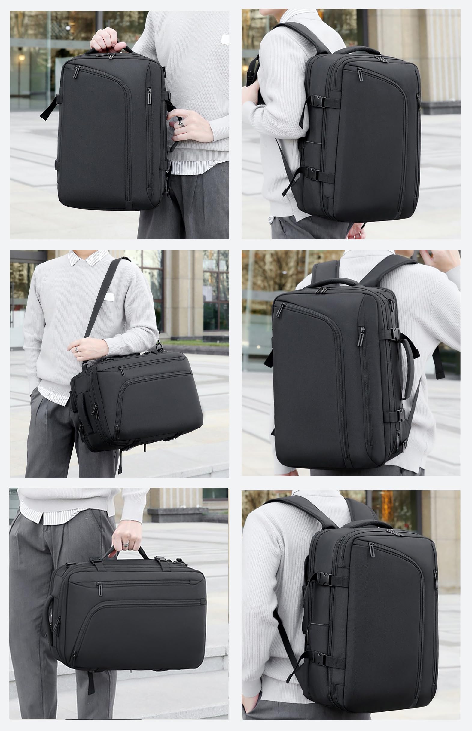 Sac a Dos sous Vide de Voyage Cabine Avion avec Pompe Électrique – Sac de Compression avec Airbag, Bagage à Main Imperméable Sac à Dos Ordinateur pour Travail de Randonnée Homme Femme
