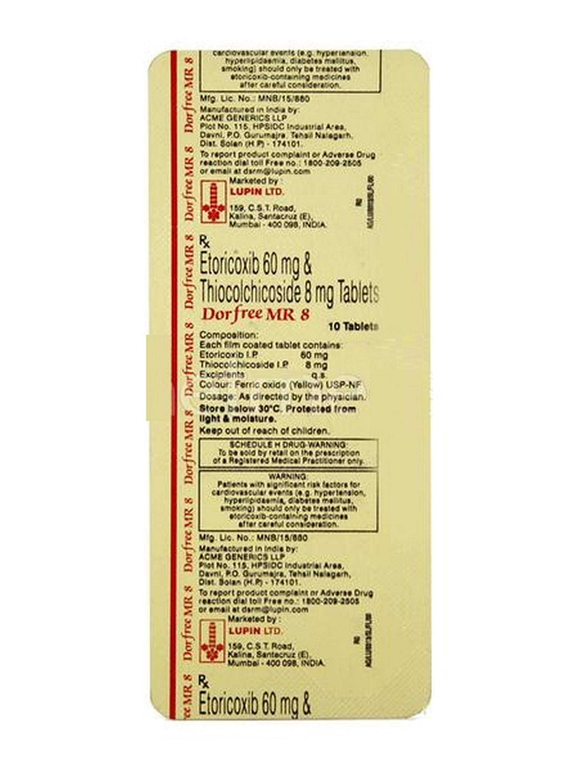Dorfree MR 8 - Strip of 10 Tablets