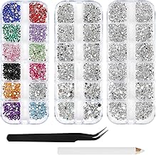 AUYAO Harz Strasssteine 4200Pcs Strass Kristalle 1.5mm-2mm Gemischte Kinder Bastelsachen Kit mit Strass mit Picking Pinzette und Stift für DIY Nägel Kleidung Kunsthandwerk Gemischt Becher Party (B)