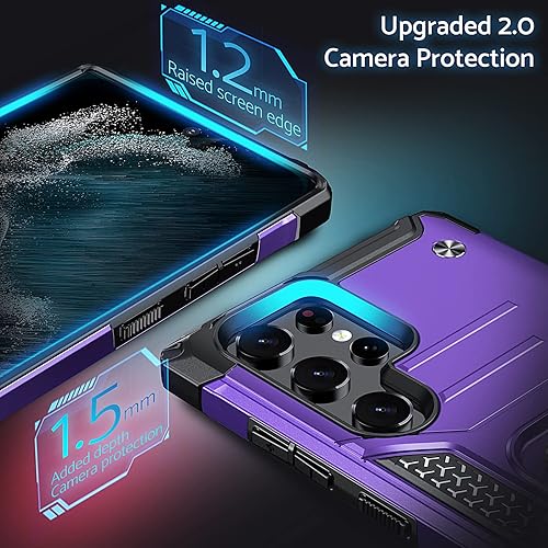 Miniatura 4 de Anqrp Funda para Galaxy S22 Ultra, funda protectora de grado militar con anillo de metal giratorio soporte magnético compatible con Samsung Galaxy