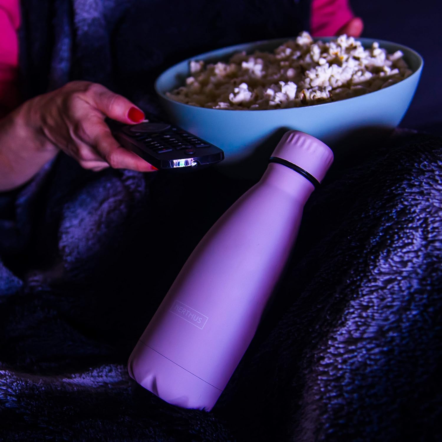 NERTHUS FIH 714 Double Wall Insulated Bottle for Cold and Hot Design Stainless Steel 350 ml BPA Free, 18/8, Baby Pink
