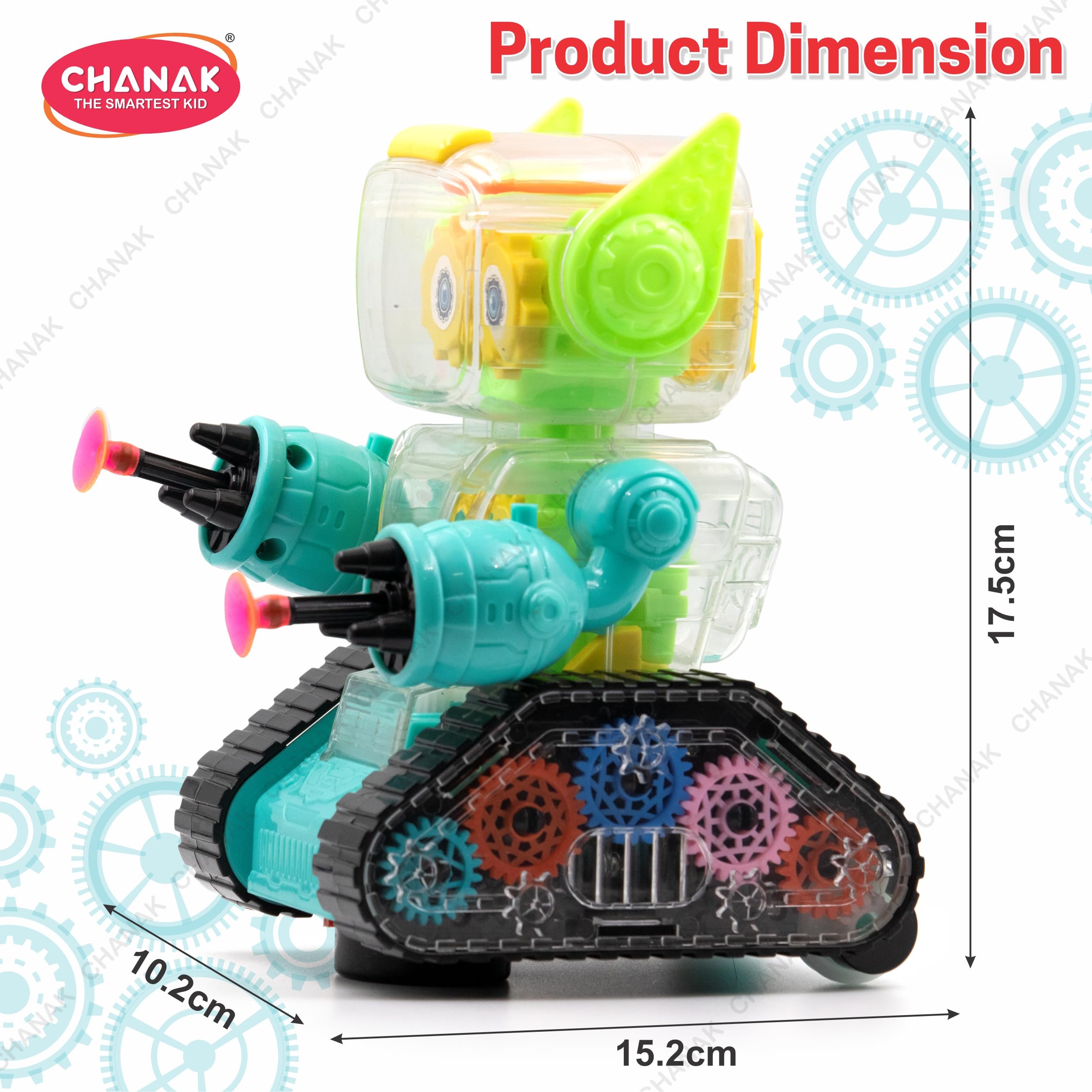 Chanak Gear Robot Car for Kids, Transparent Electric Robot with Realistic Sound and Light, Bump & Go Gear Robot, Non-Toxic, BIS Approved (Blue) - Image 3 thumbnail