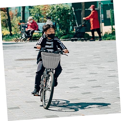 Miniatura 6 de Toddmomy Cesta de plástico para bicicleta, cesta delantera de plástico para niños, cesta tejida negra, accesorios trenzados, accesorios para montar