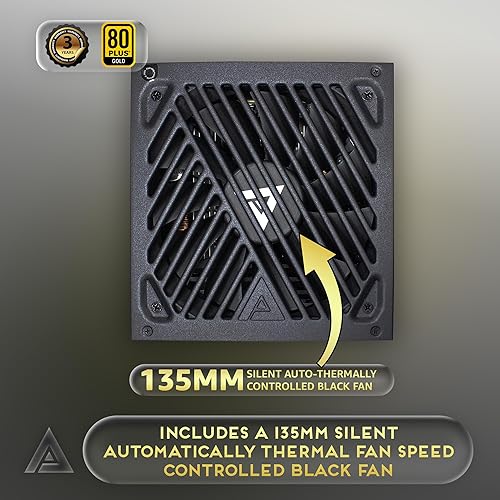 Miniatura 4 de Apevia ATX-GX1000W PCIe 5.0 y ATX 3.0 Ready Galaxy 1000W 80+ Gold certificado, Gen 5 12VHPWR conector, fuente de alimentación para juegos