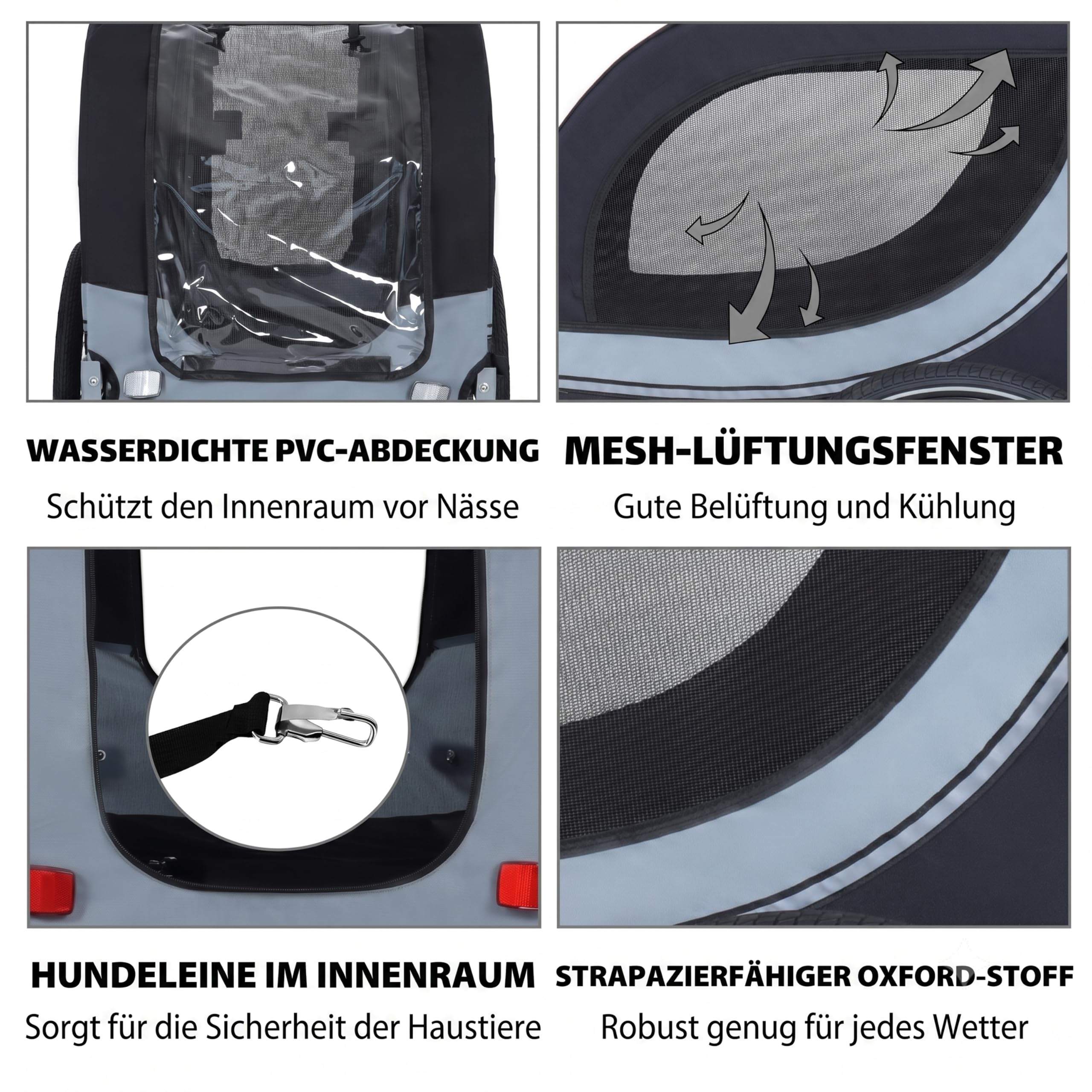 Hundeanhänger Fahrrad XL, Faltbarer Hundefahrradanhänger mit 20" Luftreifen, robuste Oxford Belüftungsfenster, Stabiler Fahrrad Anhänger mit Sicherheitsdrehkupplung, Blau