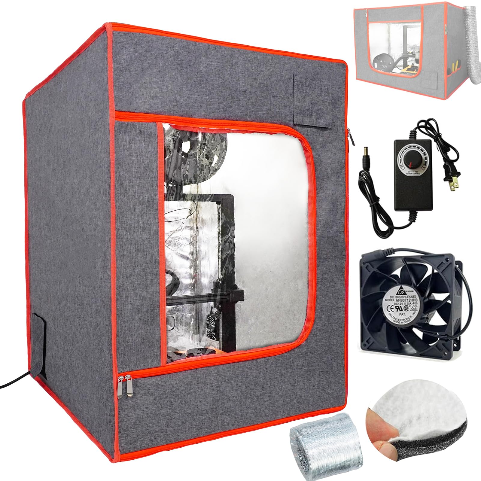 Upgraded Dual-Placement 3D Printer Enclosure Small Grow Tent with Smart Control Ventilation Fan Exhaust kit Compatible with BambuLab A1,A1 Mini, Ender 3 V3 SE/KE Protective Cover Tent : Industrial & Scientific