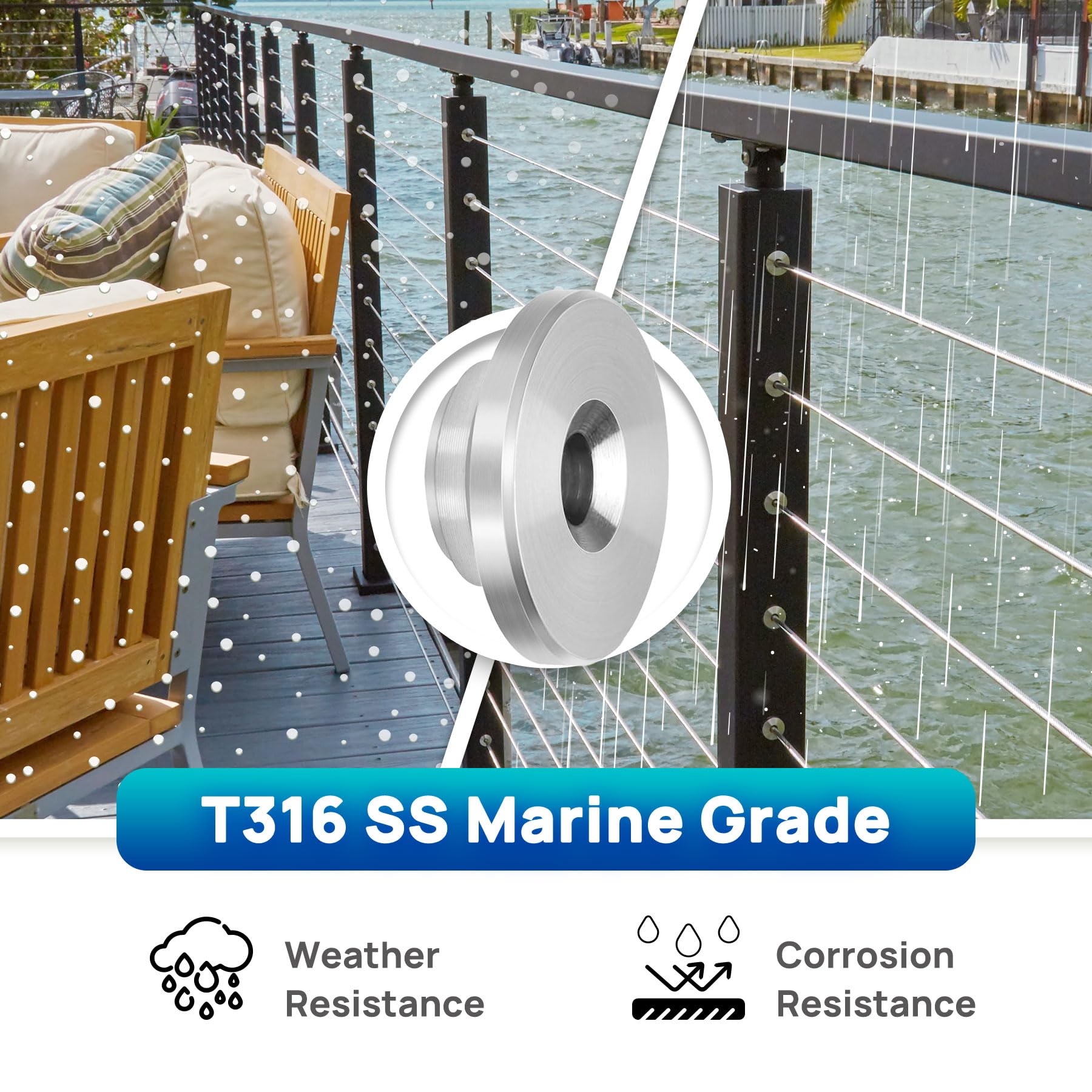 Wire Rope Guard Snapklik.com : Sidasu 20-Pack Deck Cable Railing Grommets-1/8 Wire Rope ...