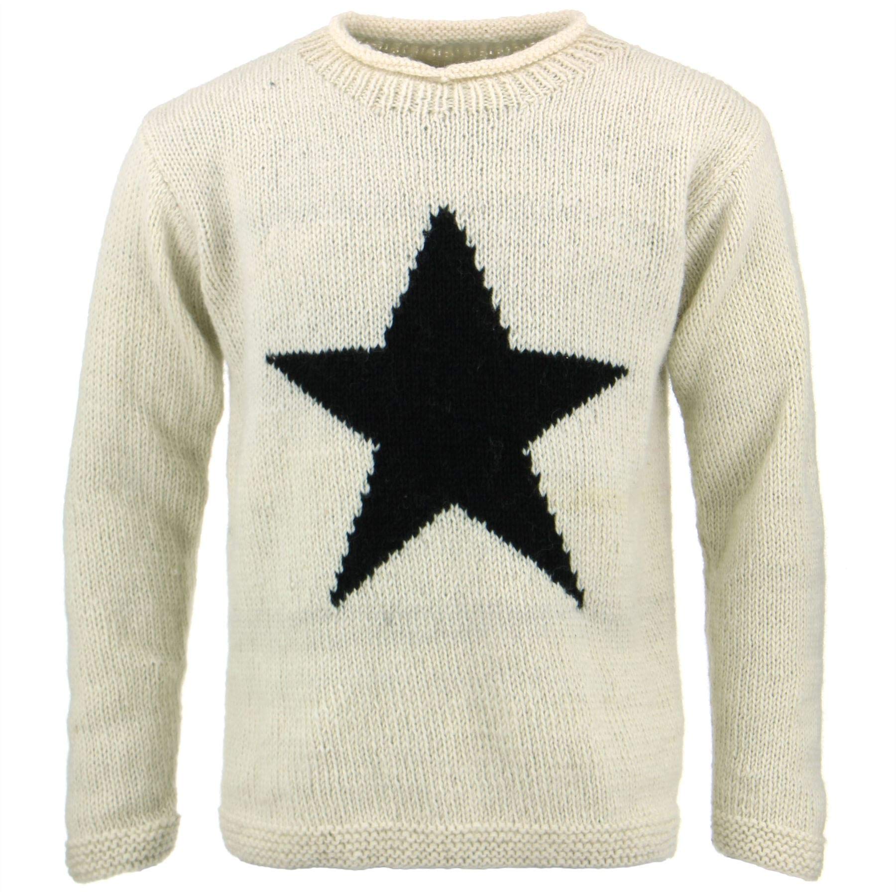 Loudelephant Women's Cream & Black Chunky Wool Knit Star Jumper - (3X-Large)