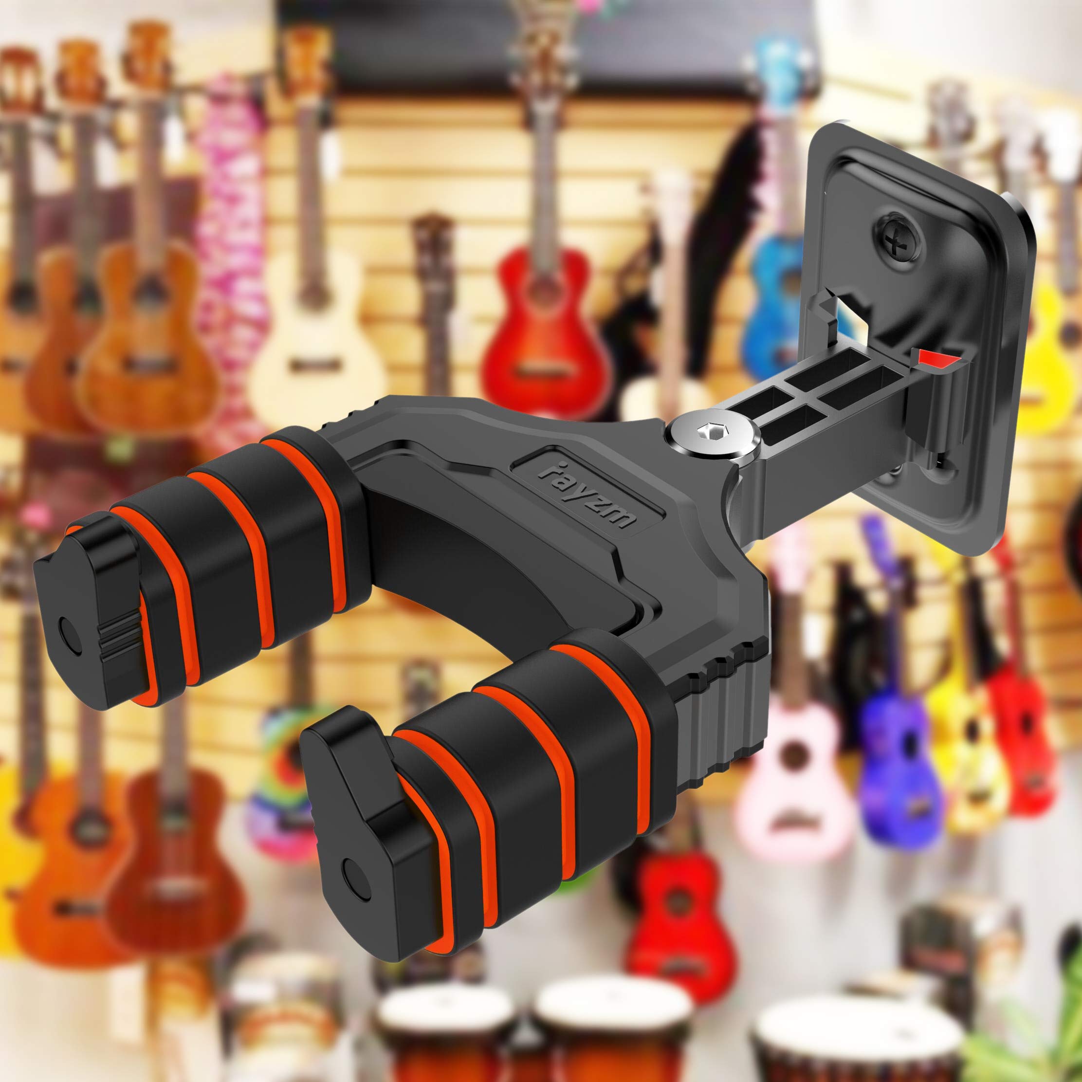 Rayzm Colgador de Ukelele, Soporte Ukelele de Pared Plano, Gancho de Metal de Sujección Resistente para Ukeleles, Mandolinas y Banjos, Sin Auto-Lock (S)