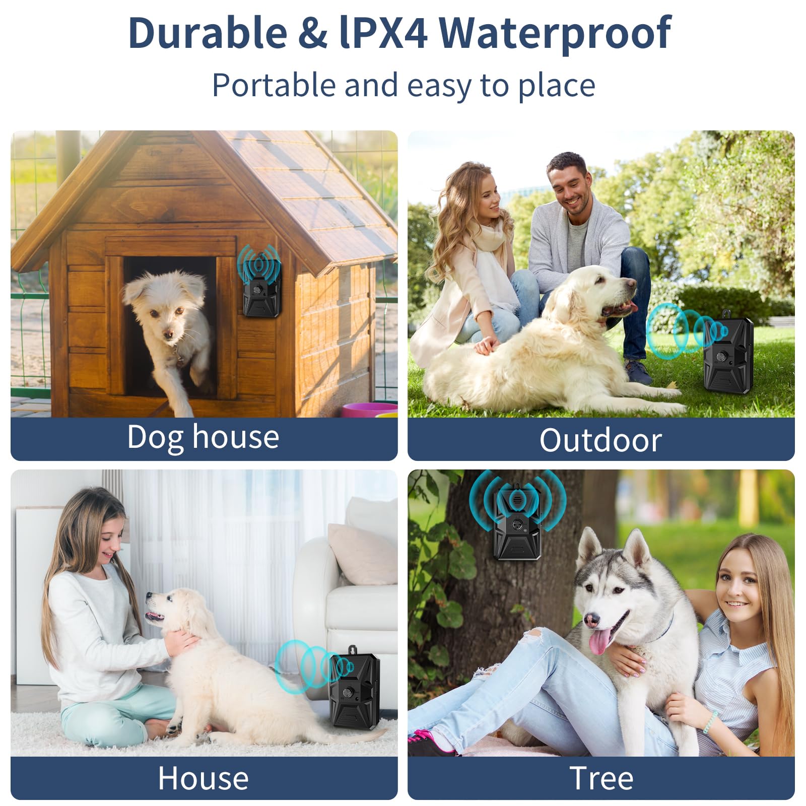 Anti Barking Device Dog Bark Deterrent Devices with 3 Mode Outdoor Indoor Dog Bark Deterrent Rechargeable & Waterproof Anti-Bark Tool for All Types Dog Blue Black Black product thumbnail 6