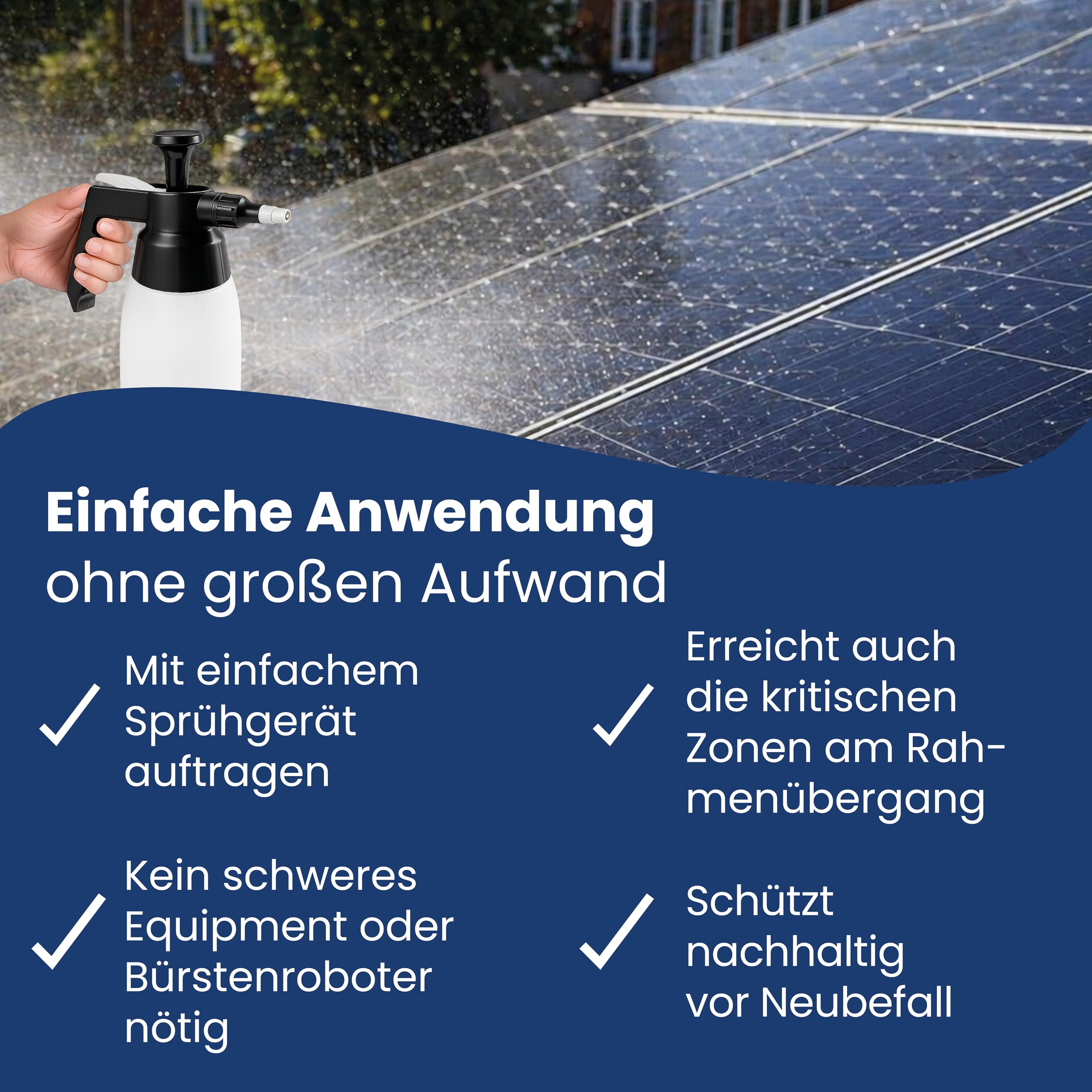 AGO Quart PV Solarmodul-Spezialreiniger 2 Liter – Solarreiniger, Algen- & Flechtenentferner für Photovoltaikanlage – selbsttätig – Photovoltaik Reiniger 1:10