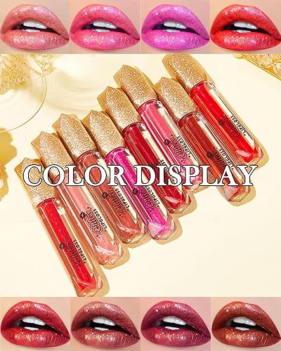 Miniatura 7 de Lápiz labial líquido con purpurina mate, 1 unidad, resistente al agua, diamante, rojo, rosa, brillante, metálico, de alto pigmento, antiadherente,