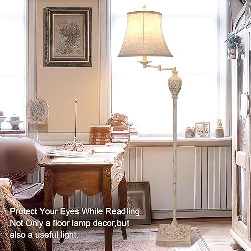 Miniatura 5 de Lámpara de pie LED tradicional con brazo oscilante ajustable de 350, lámpara de poste vintage con brazo oscilante para sala de estar, dormitorio y