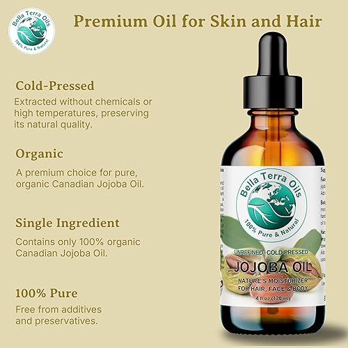 Miniatura 7 de Bella Terra Oils Aceite de jojoba dorada 1 galón, no comedogénico con vitamina E y ácidos grasos naturales para cabello y piel