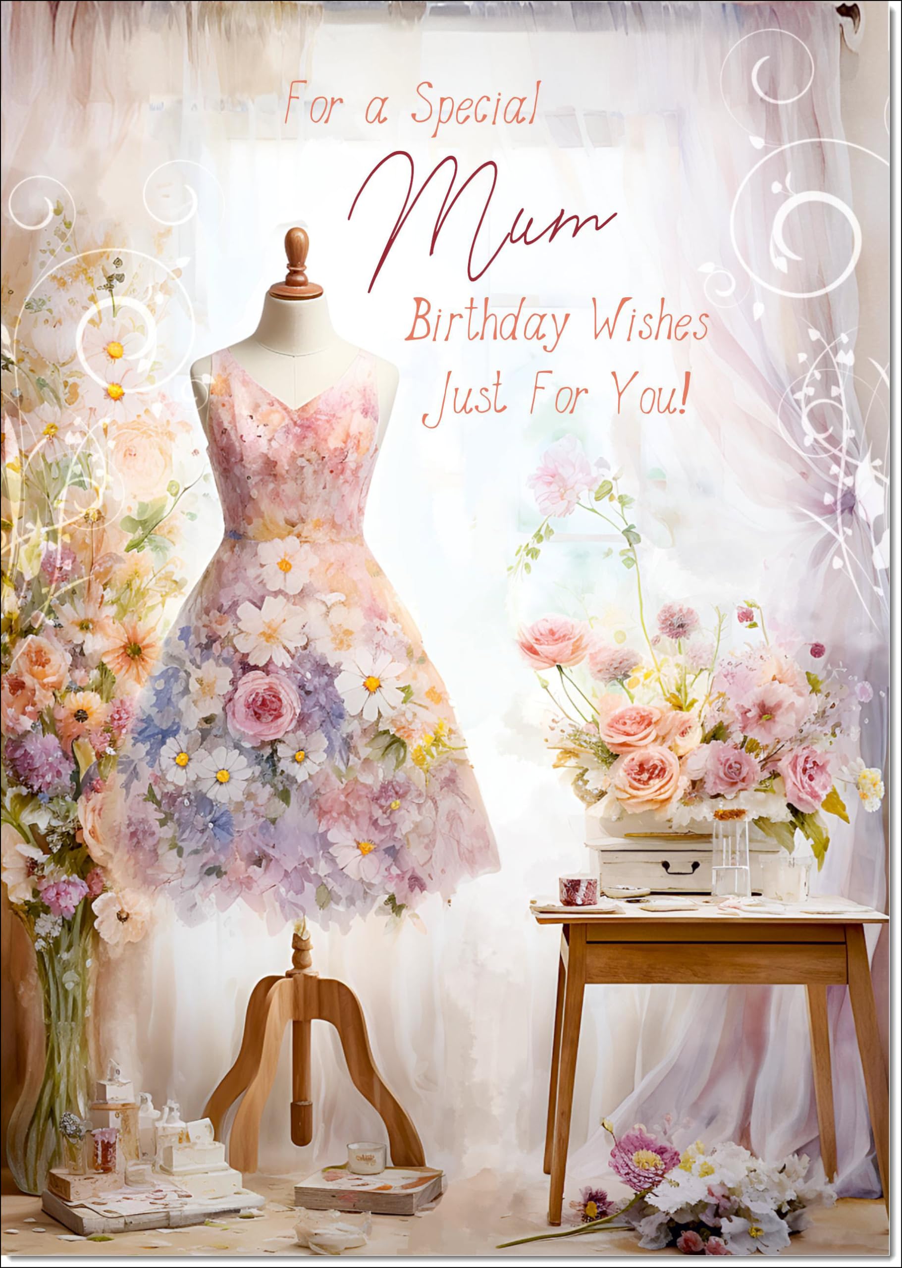 doodlecards Mum Birthday Card Dress making Large A4 Size with Plain Envelope — image 1