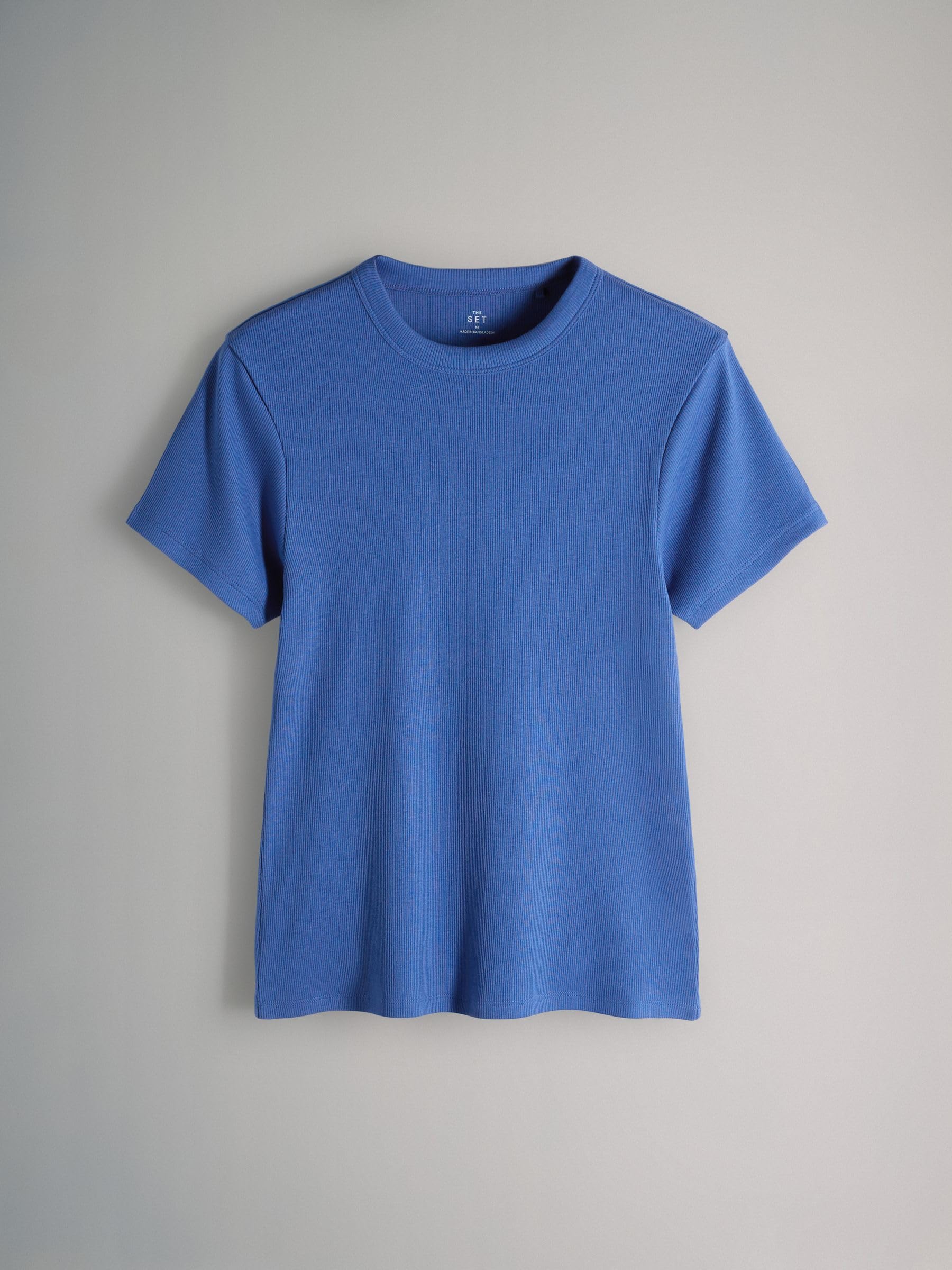 THE SET Femme T-Shirt côtelé à Manches Courtes, Lot de 8